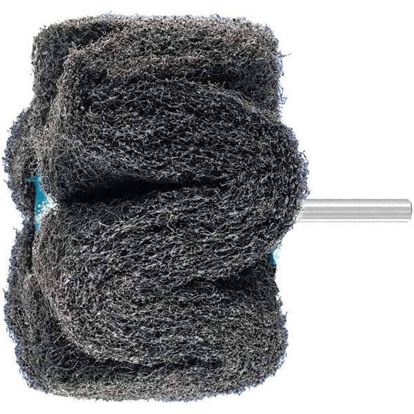 PFERD - 4" Diam x 2" Face Width, Silicon Carbide Nonwoven Mounted Flap Wheel - 1/4" Shank Mount, 100 Grit, 6,000 Max RPM - Industrial Tool & Supply