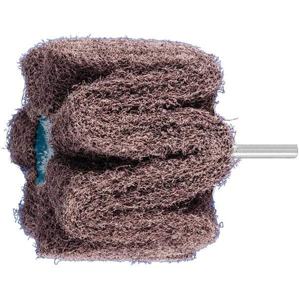 PFERD - 3" Diam x 2" Face Width, Aluminum Oxide Nonwoven Mounted Flap Wheel - 1/4" Shank Mount, 100 Grit, 7,500 Max RPM - Industrial Tool & Supply
