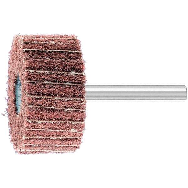 PFERD - 1-1/2" Diam x 3/4" Face Width, Aluminum Oxide Nonwoven Mounted Flap Wheel - 1/4" Shank Mount, 180 Grit, 15,000 Max RPM - Industrial Tool & Supply