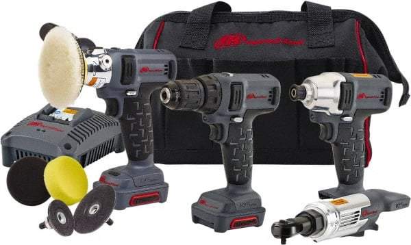 Ingersoll-Rand - 12 Volt Cordless Tool Combination Kit - Includes 1/4" Hex Compact Impact Driver, Lithium-Ion Battery Included - Industrial Tool & Supply