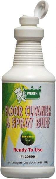 Werth Sanitary Supply - 1 Qt Plastic Bottle Floor Cleaner/Spray Buff - Use on All Types of Flooring - Industrial Tool & Supply