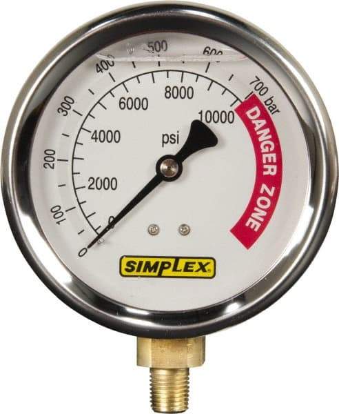 TK Simplex - Hydraulic Pressure Gages & Adapters Type: Liquid-Filled Gauge Pressure Rating: 0 - 10000 - Industrial Tool & Supply