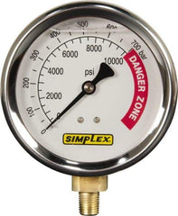 TK Simplex - Hydraulic Pressure Gages & Adapters Type: Liquid-Filled Gauge Pressure Rating: 0 - 10000 - Industrial Tool & Supply