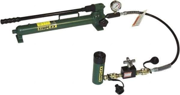 TK Simplex - Manual Pump & Cylinder Sets Load Capacity (Ton): 10 Includes: Cylinder; 2-Speed Pump; 6' Hose; Calibrated Gauge w/Gauge Adaptor - Industrial Tool & Supply
