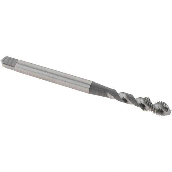 OSG - #4-40 UNC, 2 Flute, 50° Helix, Bottoming Chamfer, Bright Finish, High Speed Steel Spiral Flute STI Tap - Right Hand Flute, 2" OAL, 0.141" Shank Diam, 0.169" Thread Length, 2B Class of Fit, Series 13039 - Exact Industrial Supply