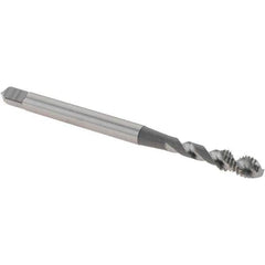OSG - #4-40 UNC, 2 Flute, 50° Helix, Bottoming Chamfer, Bright Finish, High Speed Steel Spiral Flute STI Tap - Right Hand Flute, 2" OAL, 0.141" Shank Diam, 0.169" Thread Length, 2B Class of Fit, Series 13039 - Exact Industrial Supply