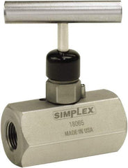 TK Simplex - 3/8 Inlet Steel Hydraulic Control Valve - 3/8 Thread, 10,000 psi, 1.26" Wide x 2-1/2" Long, 0.44 CV Rate - Industrial Tool & Supply