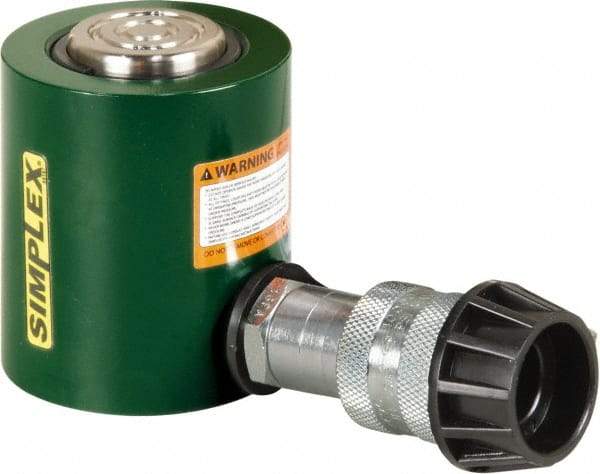 TK Simplex - 1-1/2" Stroke, 10 Ton Portable Hydraulic Low Profile Cylinder - 2.24 Sq In Effective Area, 3.4 Cu In Oil Capacity, 3.47 to 4.97" High, 1-1/2" Plunger Diam, 10,000 Max psi - Industrial Tool & Supply