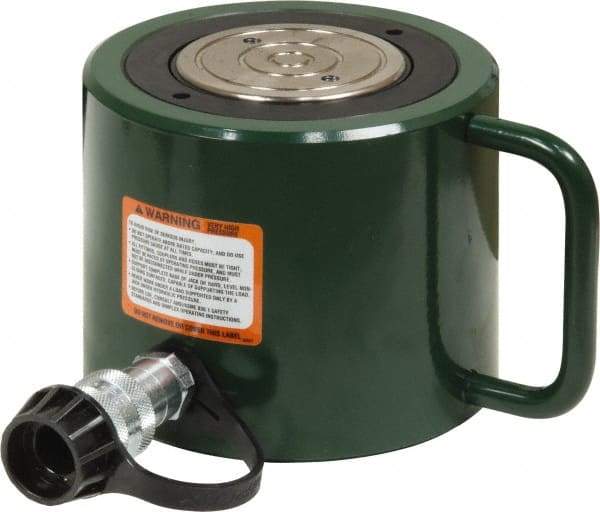 TK Simplex - 2-1/4" Stroke, 100 Ton Portable Hydraulic Low Profile Cylinder - 19.63 Sq In Effective Area, 44.2 Cu In Oil Capacity, 5.56 to 7.81" High, 3-5/8" Plunger Diam, 10,000 Max psi - Industrial Tool & Supply
