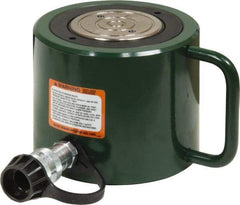 TK Simplex - 2-1/4" Stroke, 100 Ton Portable Hydraulic Low Profile Cylinder - 19.63 Sq In Effective Area, 44.2 Cu In Oil Capacity, 5.56 to 7.81" High, 3-5/8" Plunger Diam, 10,000 Max psi - Industrial Tool & Supply