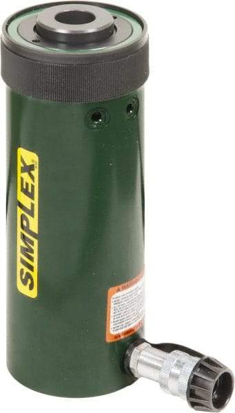 TK Simplex - 6-1/8" Stroke, 30 Ton Portable Hydraulic Hollow Hole Cylinder - 7.22 Sq In Effective Area, 44.23 Cu In Oil Capacity, 13 to 19.13" High, 2-1/2" Plunger Diam, 10,000 Max psi - Industrial Tool & Supply
