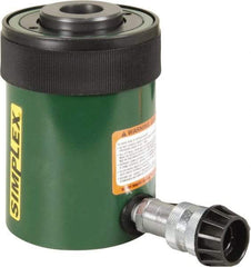 TK Simplex - 2-1/2" Stroke, 30 Ton Portable Hydraulic Hollow Hole Cylinder - 7.22 Sq In Effective Area, 18.05 Cu In Oil Capacity, 7.03 to 9.53" High, 2-1/2" Plunger Diam, 10,000 Max psi - Industrial Tool & Supply