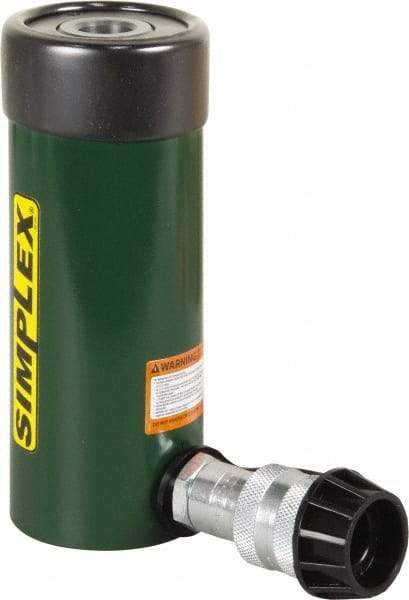 TK Simplex - 3" Stroke, 12 Ton Portable Hydraulic Hollow Hole Cylinder - 2.76 Sq In Effective Area, 8.3 Cu In Oil Capacity, 7.25 to 10.25" High, 1-3/8" Plunger Diam, 10,000 Max psi - Industrial Tool & Supply