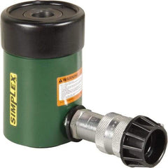 TK Simplex - 1-5/8" Stroke, 12 Ton Portable Hydraulic Hollow Hole Cylinder - 2.76 Sq In Effective Area, 4.5 Cu In Oil Capacity, 4.75 to 6.38" High, 1-3/8" Plunger Diam, 10,000 Max psi - Industrial Tool & Supply