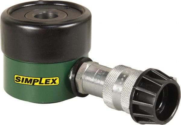 TK Simplex - 5/16" Stroke, 12 Ton Portable Hydraulic Hollow Hole Cylinder - 2.76 Sq In Effective Area, 0.86 Cu In Oil Capacity, 2.2 to 2.5" High, 1-3/8" Plunger Diam, 10,000 Max psi - Industrial Tool & Supply