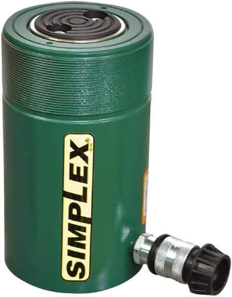 TK Simplex - 4" Stroke, 55 Ton Portable Hydraulic Single Acting Cylinder - 11.04 Sq In Effective Area, 44.16 Cu In Oil Capacity, 8.94 to 12.94" High, 3.13" Cyl Bore Diam, 3-3/4" Plunger Diam, 10,000 Max psi - Industrial Tool & Supply