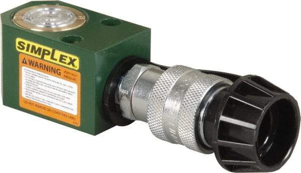 TK Simplex - 5/8" Stroke, 5 Ton Portable Hydraulic Single Acting Cylinder - 0.99 Sq In Effective Area, 0.6 Cu In Oil Capacity, 1.62 to 2.24" High, 1" Cyl Bore Diam, 1-1/8" Plunger Diam, 10,000 Max psi - Industrial Tool & Supply