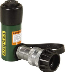 TK Simplex - 1-1/8" Stroke, 5 Ton Portable Hydraulic Single Acting Cylinder - 0.99 Sq In Effective Area, 0.99 Cu In Oil Capacity, 4.37 to 5.5" High, 1" Cyl Bore Diam, 1-1/8" Plunger Diam, 10,000 Max psi - Industrial Tool & Supply