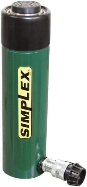 TK Simplex - 8-3/16" Stroke, 25 Ton Portable Hydraulic Single Acting Cylinder - 5.16 Sq In Effective Area, 42.55 Cu In Oil Capacity, 12.75 to 20.94" High, 2.25" Cyl Bore Diam, 2-9/16" Plunger Diam, 10,000 Max psi - Industrial Tool & Supply