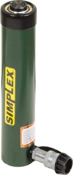 TK Simplex - 10-3/8" Stroke, 15 Ton Portable Hydraulic Single Acting Cylinder - 3.14 Sq In Effective Area, 31.4 Cu In Oil Capacity, 14.69 to 25.07" High, 1.63" Cyl Bore Diam, 2" Plunger Diam, 10,000 Max psi - Industrial Tool & Supply