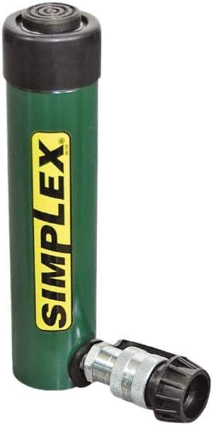 TK Simplex - 4-3/16" Stroke, 10 Ton Portable Hydraulic Single Acting Cylinder - 2.24 Sq In Effective Area, 9.2 Cu In Oil Capacity, 6.78 to 10.97" High, 1.5" Cyl Bore Diam, 1.69" Plunger Diam, 10,000 Max psi - Industrial Tool & Supply