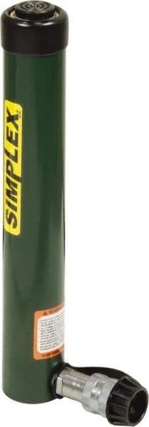 TK Simplex - 12" Stroke, 10 Ton Portable Hydraulic Single Acting Cylinder - 2.24 Sq In Effective Area, 26.84 Cu In Oil Capacity, 15.78 to 27.78" High, 1.5" Cyl Bore Diam, 1.69" Plunger Diam, 10,000 Max psi - Industrial Tool & Supply