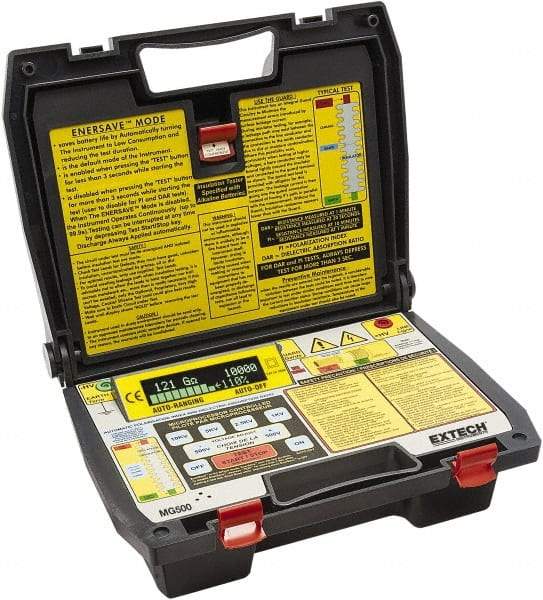 Extech - Digital LCD Display, 500,000 Megohm Electrical Insulation Resistance Tester & Megohmmeter - 10 kV Max Test Voltage, Powered by C Battery - Industrial Tool & Supply