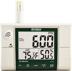 Extech - Visual, Audible Alarm, LCD Display, Indoor Air Quality Monitor - Monitors Carbon Dioxide - Industrial Tool & Supply