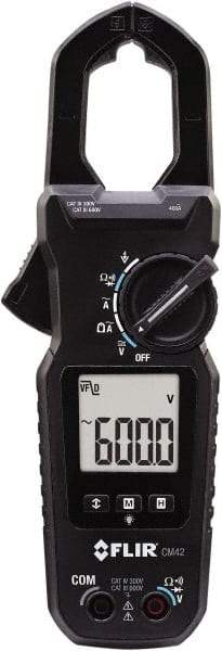 FLIR - CM42, CAT IV, Digital True RMS Auto Ranging Clamp Meter with 1.18" Clamp On Jaws - 600 VAC/VDC, 60 AC Amps, Measures Voltage, Capacitance, Current, Frequency, Resistance - Industrial Tool & Supply