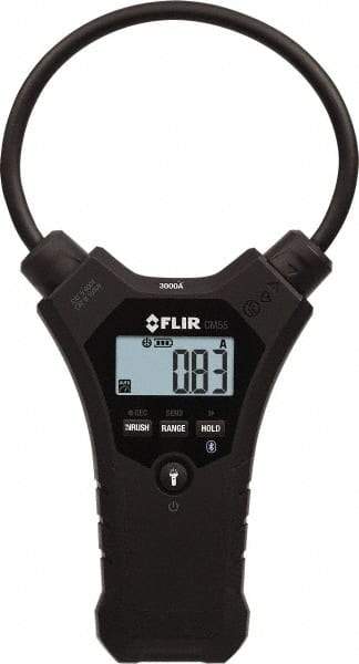 FLIR - CM55, CAT IV, Digital True RMS Wireless Clamp Meter with 10" Flex Jaws - 3000 AC Amps, Measures Current - Industrial Tool & Supply