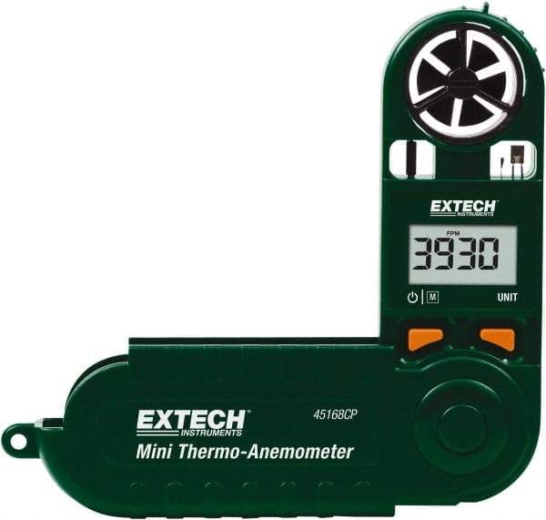 Extech - Airflow Meters & Thermo-Anemometers Type: Thermo-Anemometer Maximum Air Velocity ft/min (Feet): 3937 - Industrial Tool & Supply