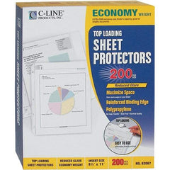 C-LINE - 200 Piece Clear Sheet Protectors-Ring Binder - 11" High x 8-1/2" Wide - Industrial Tool & Supply