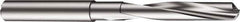 Sandvik Coromant - 6.3mm 130° Spiral Flute Solid Carbide Screw Machine Drill Bit - Uncoated, Right Hand Cut, 1.3386" Flute Length, 3.1102" OAL, Split Point, Straight Shank, Through Coolant - Industrial Tool & Supply