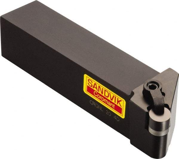 Sandvik Coromant - CRGN, Left Hand Cut, 1-1/4" Shank Height x 1-1/4" Shank Width, Negative Rake Indexable Turning Toolholder - 6" OAL, RNGN 12 07 00 Insert Compatibility, Series T-Max - Industrial Tool & Supply