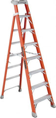 Louisville - 7 Steps, 8' High, Type IA Rating, Fiberglass Step Ladder - Industrial Tool & Supply