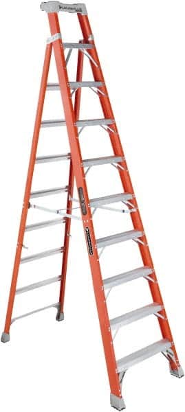 Louisville - 11 Steps, 12' High, Type IA Rating, Fiberglass Step Ladder - Industrial Tool & Supply