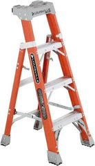 Louisville - 3 Steps, 4' High, Type IA Rating, Fiberglass Step Ladder - 300 Lb Capacity, 20-1/4" Base Width - Industrial Tool & Supply
