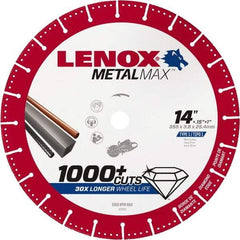 Lenox - 14" 25/30 Grit Diamond Cutoff Wheel - 0.15" Thick, 1" Arbor, 5,300 Max RPM, Use with Gas Powered Saws - Industrial Tool & Supply