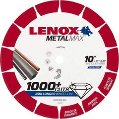 Lenox - 10" 25/30 Grit Diamond Cutoff Wheel - 0.114" Thick, 5/8" Arbor, 4,300 Max RPM, Use with Stationary Tools - Industrial Tool & Supply