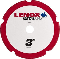 Lenox - 3" 40/50 Grit Diamond Cutoff Wheel - 0.05" Thick, 3/8" Arbor, 20,300 Max RPM, Use with Die Grinders - Industrial Tool & Supply