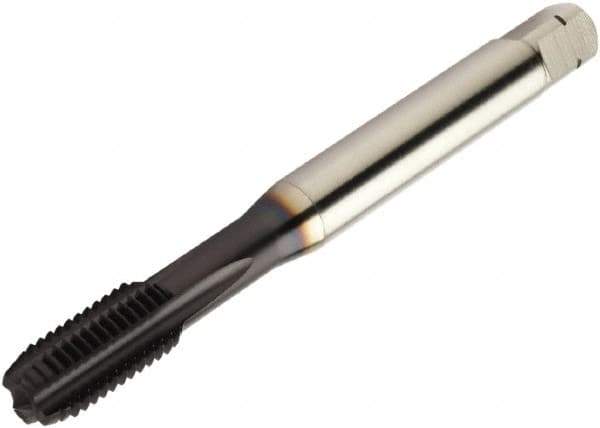 Sandvik Coromant - M8x1.25 Metric 6HX 4 Flute TiAlN Finish High Speed Steel Straight Flute Machine Tap - Right Hand Thread, 91.7mm OAL, 18.1mm Thread Length - Exact Industrial Supply