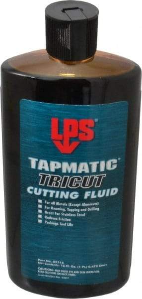 LPS - Tapmatic TriCut, 16 oz Bottle Cutting & Tapping Fluid - Semisynthetic, For Boring, Broaching, Drawing, Drilling, Engraving, Facing, Milling, Reaming, Sawing, Stamping, Tapping, Threading, Turning - Industrial Tool & Supply
