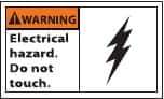 NMC - Accident Prevention Label, Header: WARNING - Legend: Warning - Electrical Hazard - Do Not Touch, English, Black & Orange, 5" Long x 3" High, Sign Muscle Finish - Industrial Tool & Supply