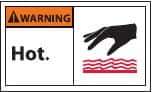 NMC - Accident Prevention Label, Header: WARNING - Legend: Warning - Hot, English, Black & Orange, 5" Long x 3" High, Sign Muscle Finish - Industrial Tool & Supply