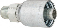 Parker - 3/8-18 Male NPTF Steel Hydraulic Hose Male Rigid Fitting - 10,000 psi, -8 Hose Size, 1/2" Hose Diam, Series 43 - Industrial Tool & Supply