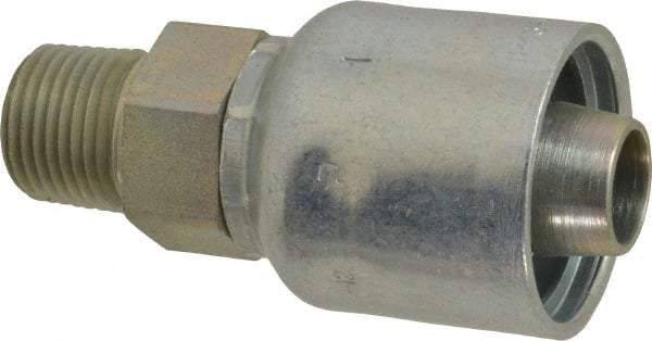 Parker - 1/2-14 Male NPTF Steel Hydraulic Hose Male Rigid Fitting - 7,500 psi, -12 Hose Size, 3/4" Hose Diam, Series 43 - Industrial Tool & Supply