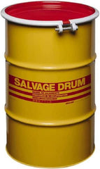 Made in USA - 30 Gallon Cylindrical Carbon Steel Open Head Drum - 27-1/2" High x 18-1/4" Diam - Industrial Tool & Supply