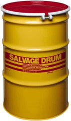 Made in USA - 55 Gallon Cylindrical Carbon Steel Open Head Drum - 33" High x 22-1/2" Diam - Industrial Tool & Supply