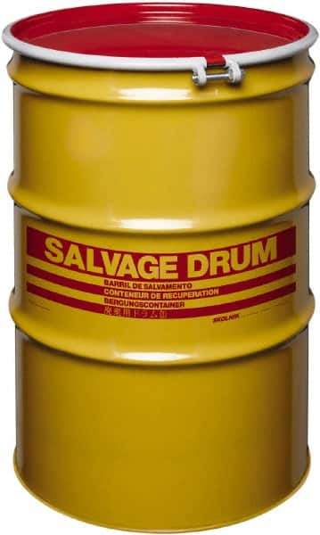 Made in USA - 85 Gallon Cylindrical Carbon Steel Open Head Drum - 37" High x 26" Diam - Industrial Tool & Supply