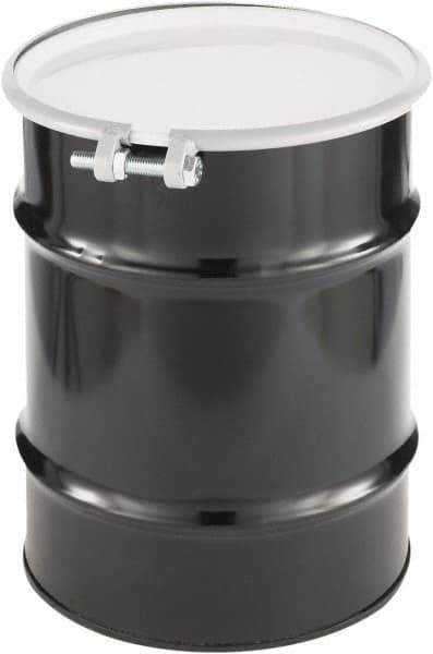 Made in USA - 10 Gallon Cylindrical Carbon Steel Open Head Drum - 17" High x 14" Diam - Industrial Tool & Supply